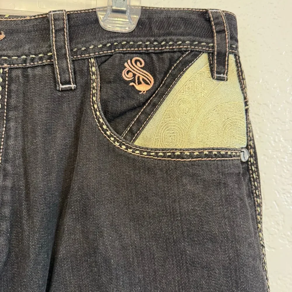 COOGI Y2K Hip Hop Baggy Embroidered Logo Denim Patch Shorts Size 40